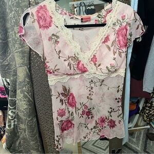 Poetry Pink Floral Lace Top